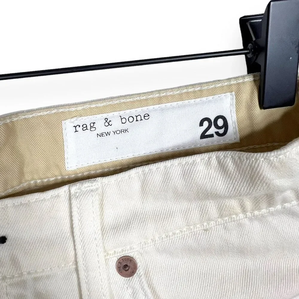 Rag & Bone Sofie Two-tone Frayed High-rise Wide-leg Jeans Ecru White Size 29 - Picture 11 of 13